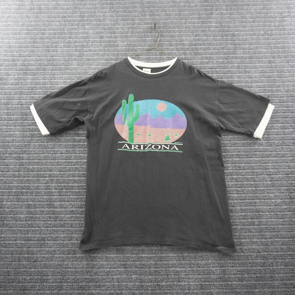 Vintage 90s Murina Arizona Double Layered T-Shirt XL Black Graphic Desert Tee